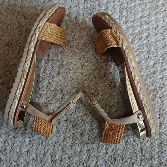 Casadei Brown Leather Ankle Strap Flat Sandals Size 37.5 - Picture 6 of 12